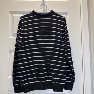 Finisterre Men's Cotton/Wool Blend Black Crewneck Striped Sweater Size M